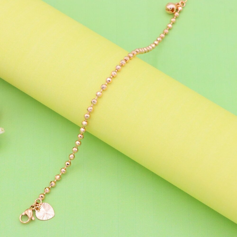 "Elegant Rose Gold Ball Chain Anklet in High Quality Brass Finish, XPAL1044 - Picture 9 of 13
